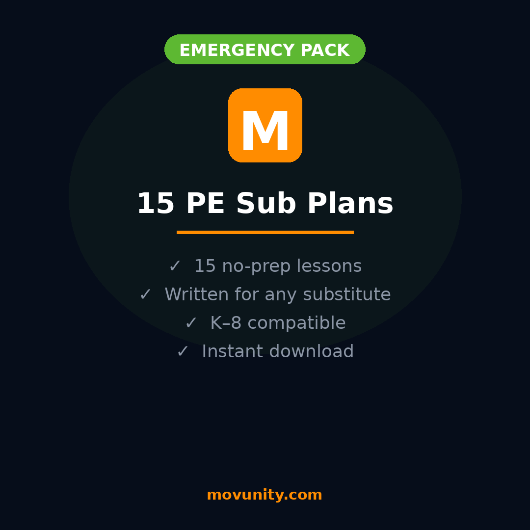 Movunity Sub Plans Emergency Pack — 15 No-Prep PE Lessons